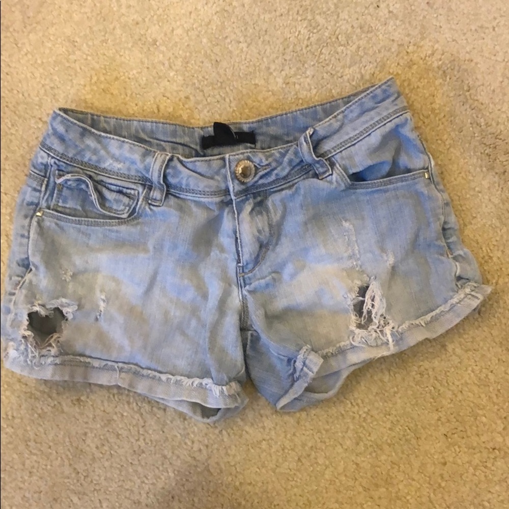 Light blue denim shorts